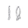 Camelia Crystal Silver Dainty Double Gem Huggie Earrings, thumbnail 1 of 2