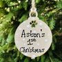 Personalised 1st Christmas Pet Paw Bauble Decoration, thumbnail 3 of 3