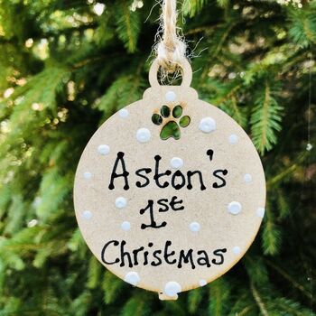 Personalised 1st Christmas Pet Paw Bauble Decoration, 3 of 3
