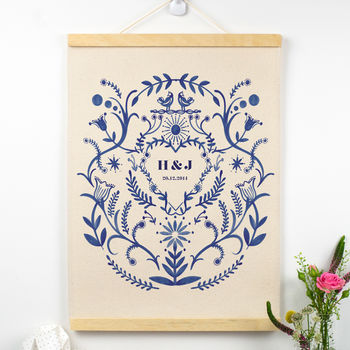 Personalised Cotton Anniversary Blue Print, 3 of 4