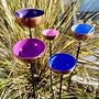 Set Of Five Copper Rain Catchers Pink, Blue, Lilac, Light Blue And Purple Garden Sculptures, thumbnail 4 of 7