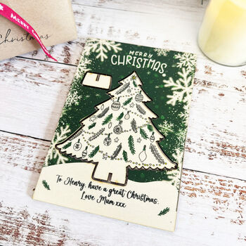 Personalised Green Christmas Keepsake Tree Card And Decoration, 4 of 5