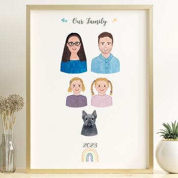 Personalised Family Portrait Hand Painted Print, 2 of 5
