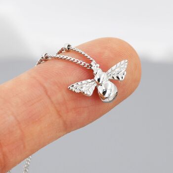 Tiny Bumble Bee Pendant Necklace In Sterling Silver, 2 of 12