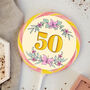 50th Birthday Yellow Floral Lollipop, thumbnail 1 of 3
