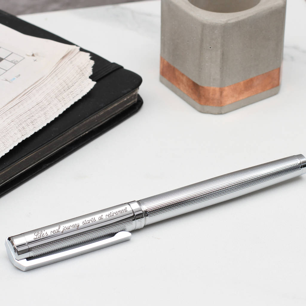 Personalised Textured Rhodium Rollerball Pen, 1 of 6