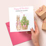 Peter Rabbit Pink Christmas Tree Card, thumbnail 8 of 12