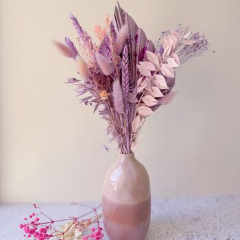 Lilac Dried Flowers With Pink Vase, 2 of 2