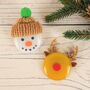 Handmade Glass Snowman With Hat Christmas Brooch, thumbnail 4 of 6