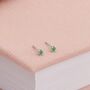 3mm Sterling Silver Peridot Green Crystal Stud Earrings, thumbnail 1 of 3
