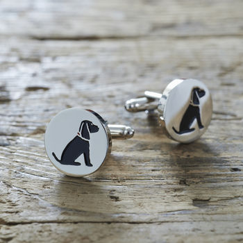 Daddy And Me Black Cocker Spaniel Cufflinks And Tag Set, 3 of 8