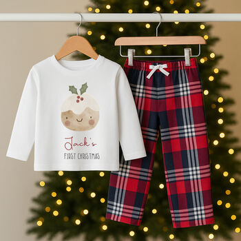 Personalised Baby's First Christmas Pyjamas Christmas Pudding, 2 of 3