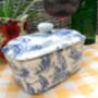 Lidded Butterdish In Blue Toile Design, thumbnail 8 of 10