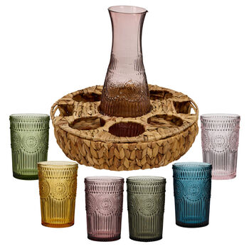 Carafe And Tumblers In Woven Holder, 2 of 4