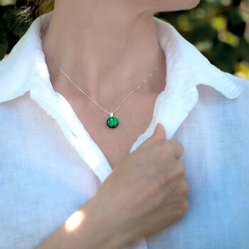 Emerald Green Fused Glass Pendant Necklace, 4 of 12