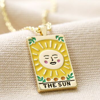 Enamel Tarot Card Necklace In Gold Plating, 6 of 12