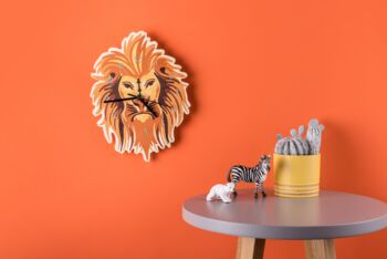 Lion Wooden Bedroom Wall Clock, 7 of 7