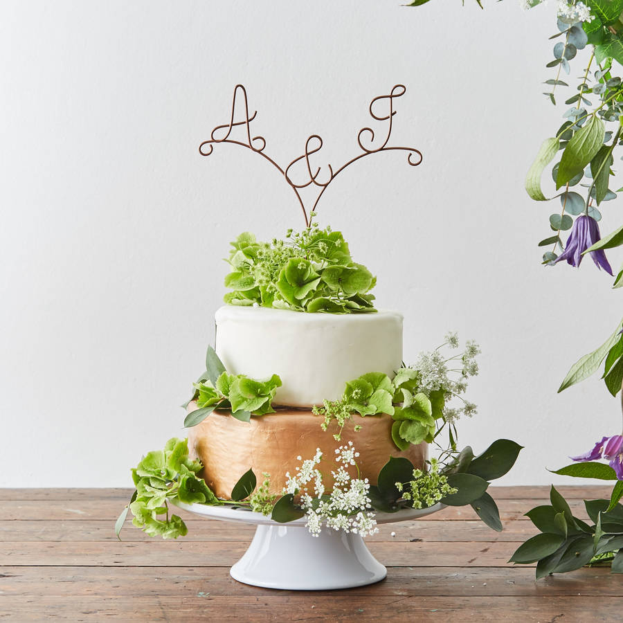 personalised initial wire cake topper by the letter loft