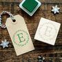 Personalised Initial Christmas Wreath Rubber Stamp, thumbnail 1 of 2