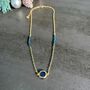 Gold Plated Blue Topaz Pendant Bead Necklace, thumbnail 2 of 5