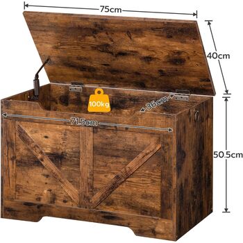 Wooden Storage Chest Trunk Storage Bench Box, 9 of 9