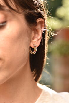 Multicoloured Tourmaline Earring Hoops, 6 of 11