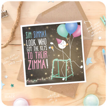 Sim Simma Funny Reggae Birthday Card Brother Sister Friend 30th 40th, 2 of 6