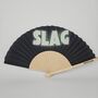Handheld Slag In Green Folding Fan, thumbnail 2 of 3