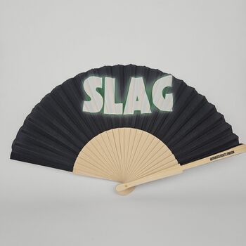 Handheld Slag In Green Folding Fan, 2 of 3