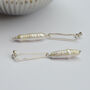 Freshwater Baroque Long Biwa Pearl Drop Earrings In Sterling Silver, thumbnail 5 of 7