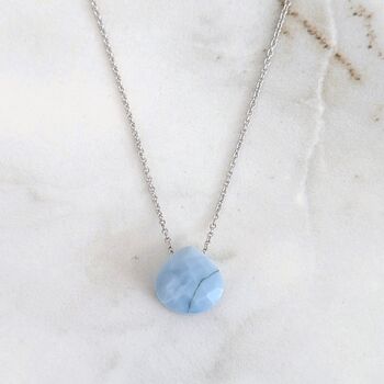 Blue Opal Teardrop October Birthstone Necklace, Silver, 3 of 6