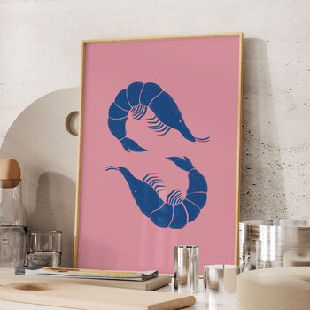 Prawns Linocut Style Print, 5 of 5