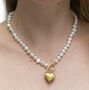 Amare Freshwater Pearl Necklace With Gold Plated Heart, thumbnail 1 of 3