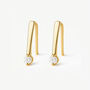 Gold Or Silver Women's Open Threader Hoop Earrings With Tiny Cz Stone, thumbnail 2 of 6