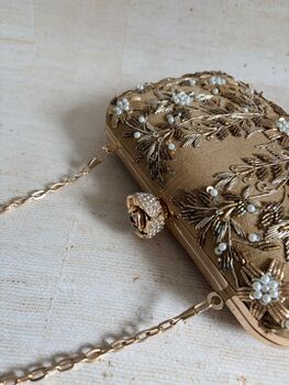 Gold Embroidered Rectangular Clutch Bag, 11 of 11