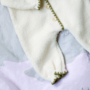 Personalised Baby Sherpa Fleece Pram Suit Hooded All In One, 6 of 12