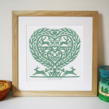 Personalised March Hares Tree Heart Print, 2 of 5