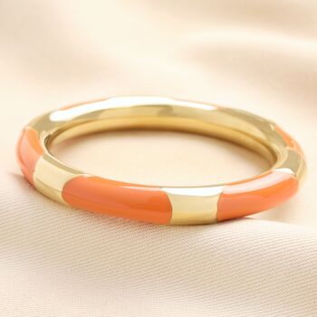 Stainless Steel Enamel Orange Bangle Bracelet In Gold, 3 of 4