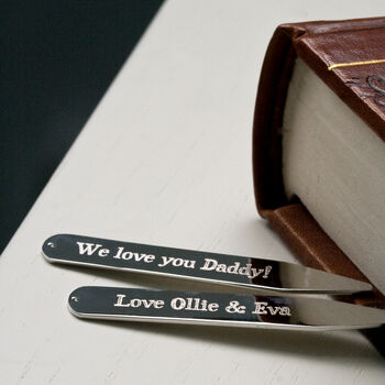 Personalised Secret Message Rhodium Plated Collar Stiffeners, 6 of 12