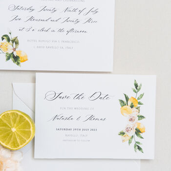 Mediterranean Lemons Wedding Invitation Set, 4 of 10