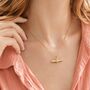 Gold Plated Crystal T Bar Pendant Necklace, thumbnail 3 of 4