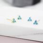 Sterling Silver Turquoise Trinity Stud Earrings, thumbnail 5 of 12