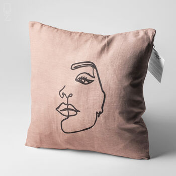 Abstract Face Pattern Pillow Cover With Soft Rose, 3 of 7