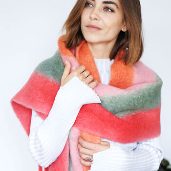 Colour Block Chunky Squares Blanket Scarf, 10 of 12