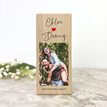 Personalised Couples Names Heart Wooden Tea Light Holder 13cm, 4 of 5