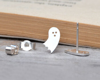 Little Ghost Stud Earrings In Sterling Silver, 2 of 3