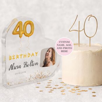 Personalised Birthday Photo Heart Acrylic Plaque, 4 of 7