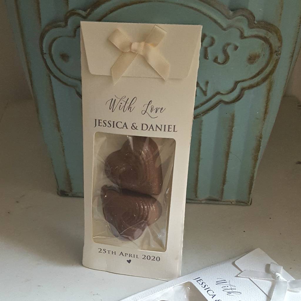 Chocolate Hearts Wedding Favours Personalised Bags By Precious Little
