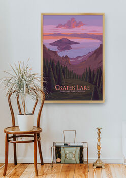 Crater Lake National Park USA Travel Poster Art Print, 5 of 8