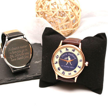 Personalised Handmade Wrist Watch With Zodiac Design, 2 of 10